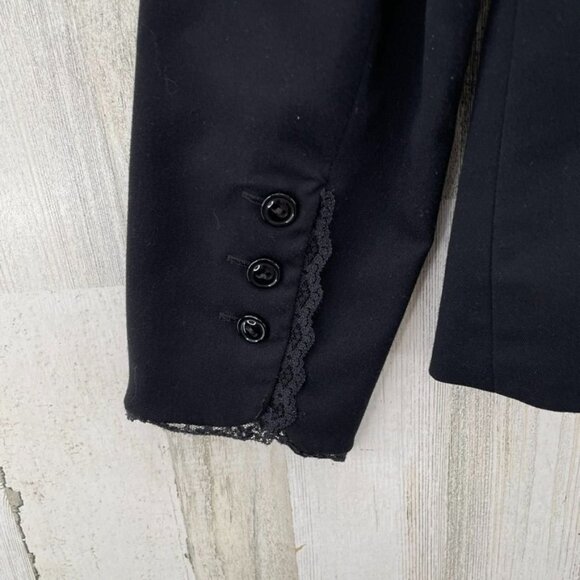 OSCAR De La Renta Blazer Jacket Women 10 Black Polyester Rayon Lace Trim Pockets - Picture 6 of 9